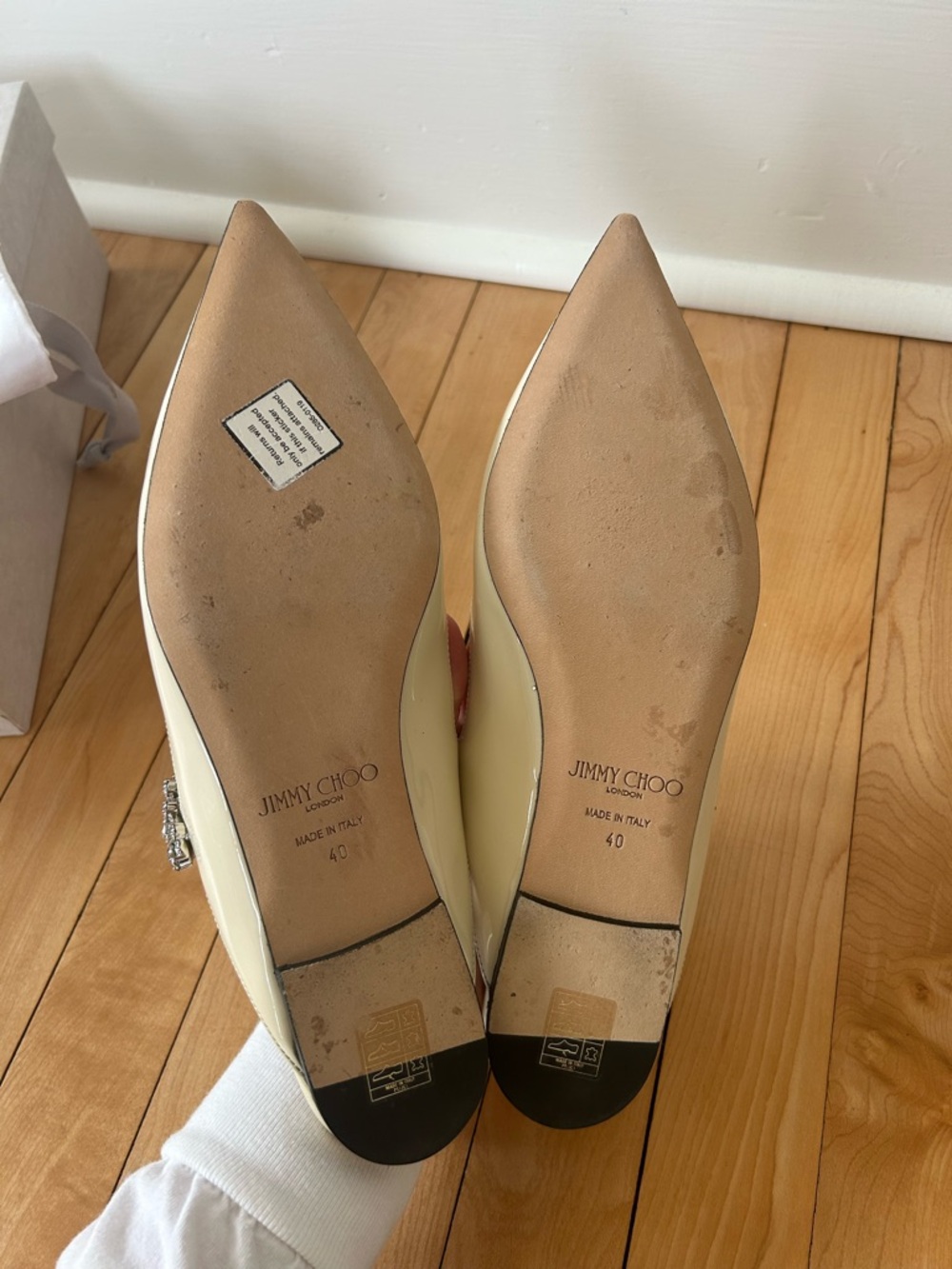 Jimmy Choo Off White “Linen” Bing Slip on Flats - 40 - Picture 8 of 9